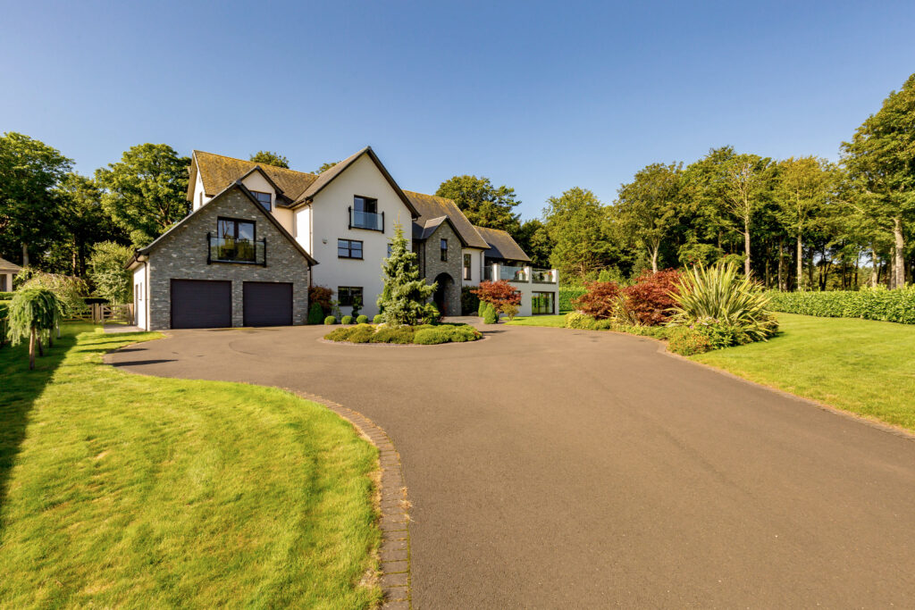 Image of an exterior of a house, showing staircase from Ellisons’ past prime and super prime properties projects in Scotland.